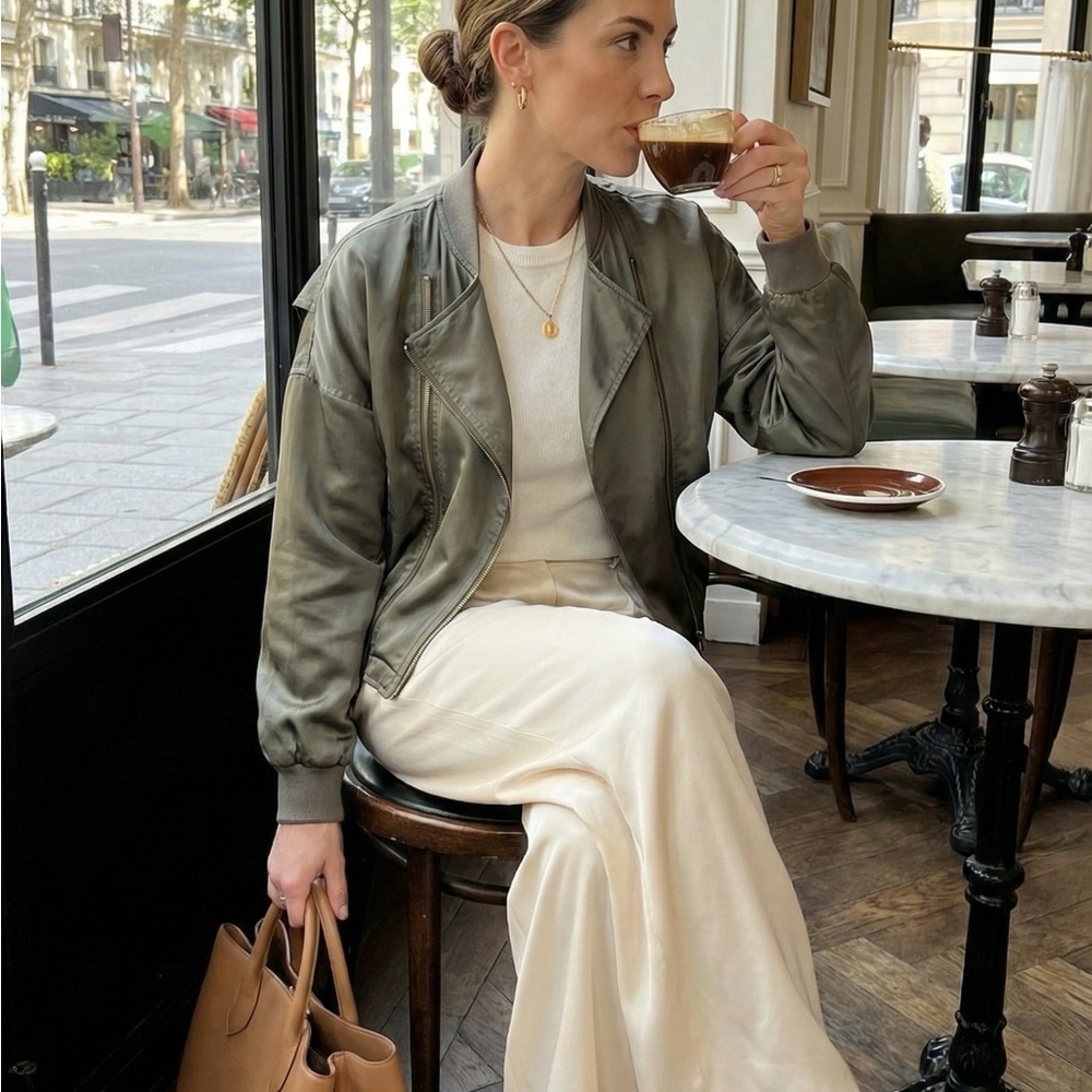 Madewell Metallic Gray Bomber Jacket